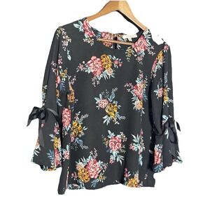 Fairy Floral Boho‎ Cottage Bell Sleeve Blouse Tie Sleeve  Blouse M